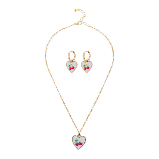 Sweet Cherry Necklace & Earring Set