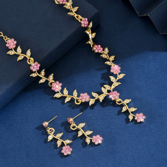 3-Piece Necklace & Earrings Floral Jewelry Set