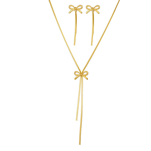 3-Piece Bow Necklace & Earrings Set