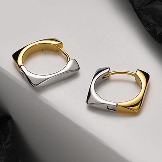 Two-Tone Gold & Silver Huggie Earrings