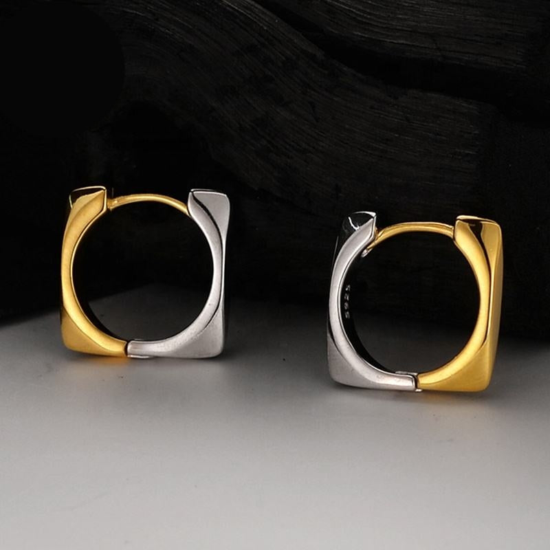 Two-Tone Gold & Silver Huggie Earrings