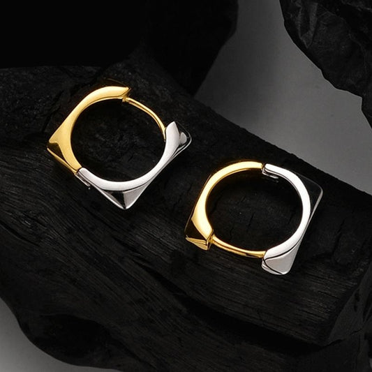 Two-Tone Gold & Silver Huggie Earrings