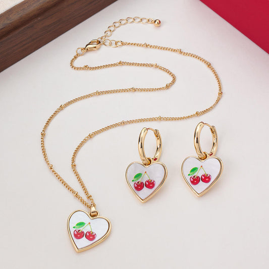 Sweet Cherry Necklace & Earring Set